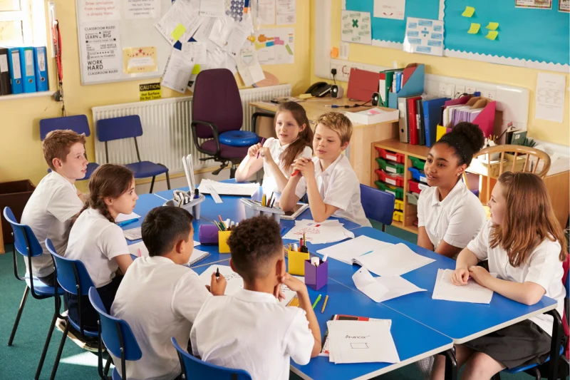 Children sitting in schools